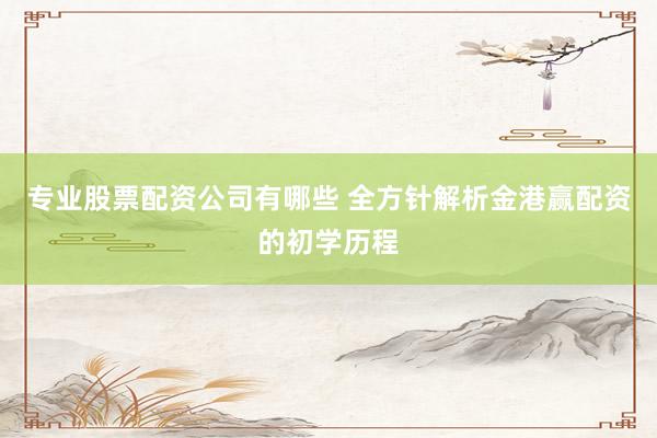 专业股票配资公司有哪些 全方针解析金港赢配资的初学历程