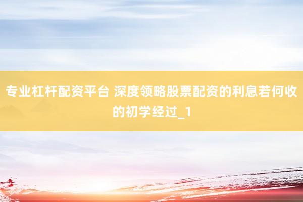 专业杠杆配资平台 深度领略股票配资的利息若何收的初学经过_1