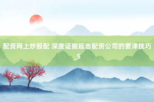 配资网上炒股配 深度证据延吉配资公司的要津技巧_5