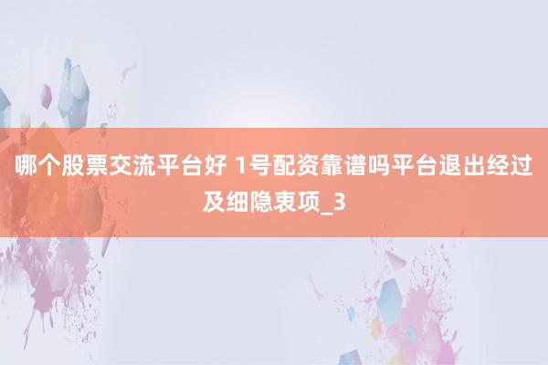 哪个股票交流平台好 1号配资靠谱吗平台退出经过及细隐衷项_3