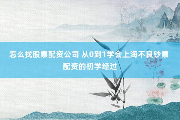 怎么找股票配资公司 从0到1学会上海不良钞票 配资的初学经过