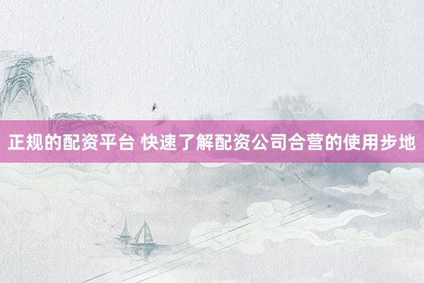 正规的配资平台 快速了解配资公司合营的使用步地