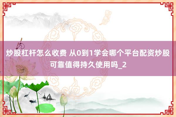 炒股杠杆怎么收费 从0到1学会哪个平台配资炒股可靠值得持久使用吗_2