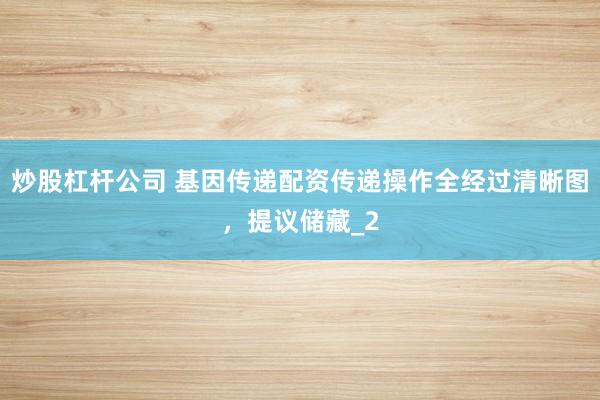 炒股杠杆公司 基因传递配资传递操作全经过清晰图，提议储藏_2