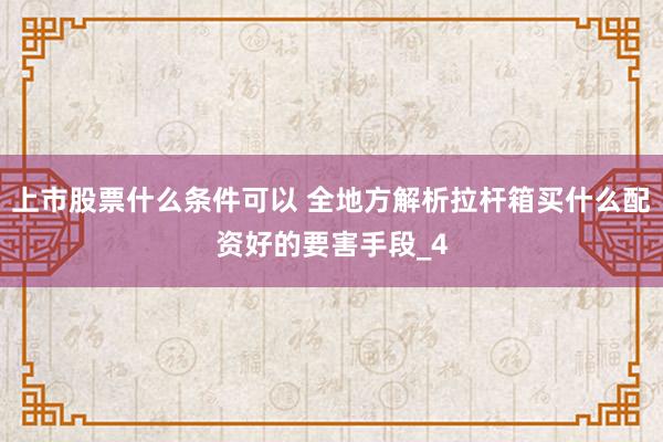 上市股票什么条件可以 全地方解析拉杆箱买什么配资好的要害手段_4