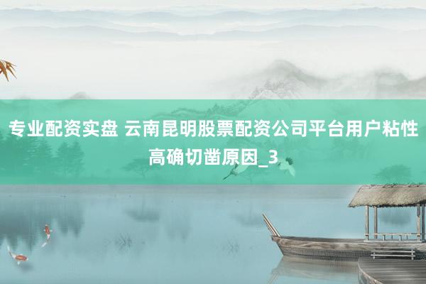 专业配资实盘 云南昆明股票配资公司平台用户粘性高确切凿原因_3